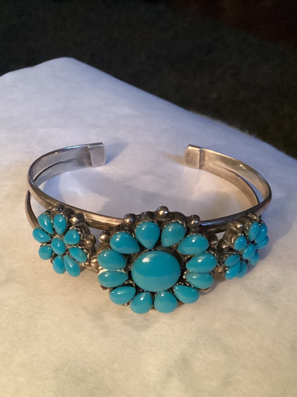 TURQUOISE.  SLEEPING BEAUTY.  925 Sterling Silver Cuff Bracelet NATIVE AMERICA